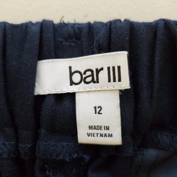 Bar III Linen Cropped Wide Leg Pants Navy Blue Women Size 12 Pull On NEW - Picture 7 of 9